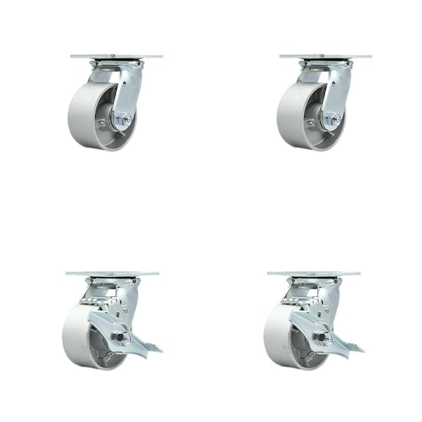 Tool Box Caster Wheel Set 4'' Semi Steel Cast Iron Swivel Casters, 4PK